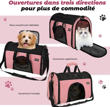 Транспортна сумка для котів та собак Zavothy, дихаюча та легка, з регульованим плечовим ременем, знімний м'який матрац (Рожевий, S)