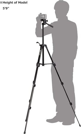 Штатив SLIK U884 4-ступінний компактний легкий складаний з алюмінію для DSLR/SLR камер Canon, Nikon, Sony з 3-сторонньою головкою для панорамної зйомки та сумкою - Чорний