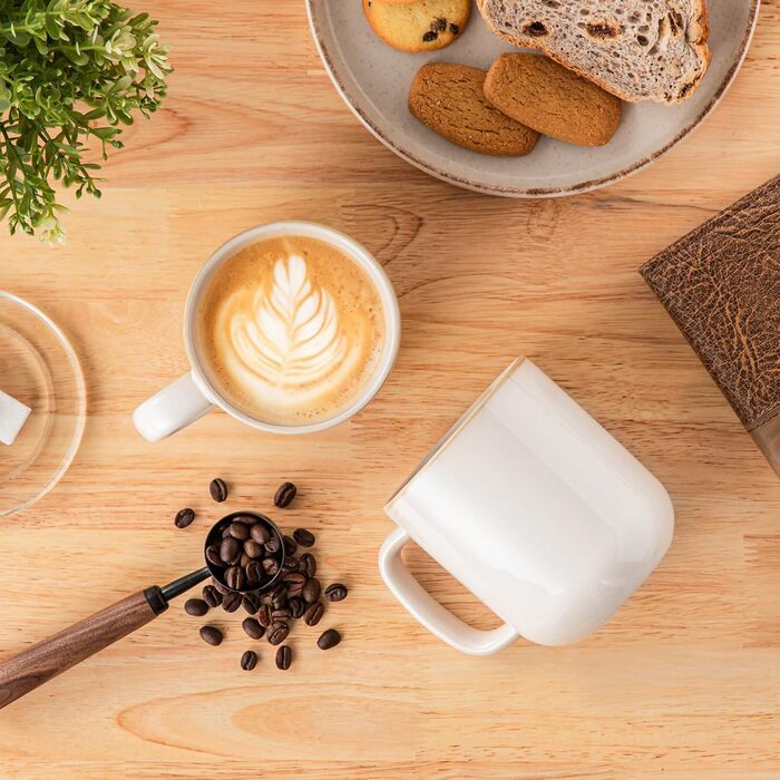 Набір кавових чашок Vancasso PLAYA, 6 шт, 480 мл, з ручкою, з кераміки, для мікрохвильовки та посудомийної машини, бежевий