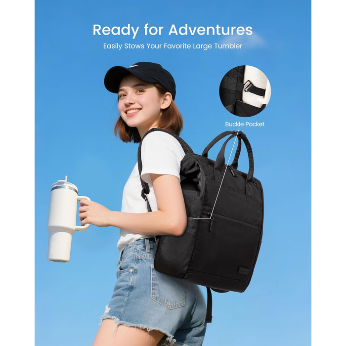 LOVEVOOK Рюкзак для жінок, 15.6 дюймів, шкільний рюкзак для підлітків, дівчаток з великою кишенею для пляшки води, велике відкриття, сумка для роботи, шкільна сумка, рюкзак для подорожей, універсітету, школи, 15.6' (Чорний, 17.3 дюймів)