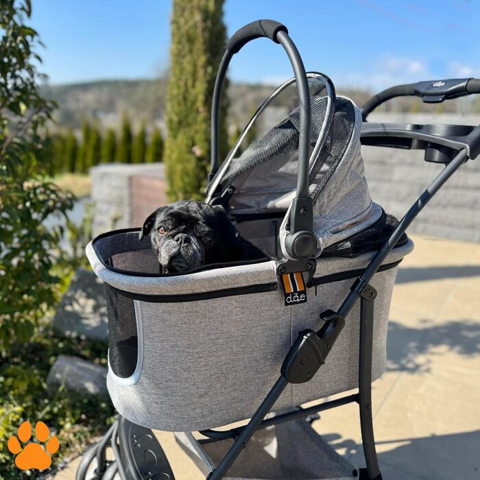 Візок-переноска для собак 2-в-1 CECE | Складаний візок з кошиком для покупок | Сірий меланж