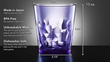 SCANDINOVIA - 400ml Unbreakable Premium Drinking Glasses - Set of 6 - Tritan Plastic Beakers - BPA Free - Dishwasher Safe - Stackable