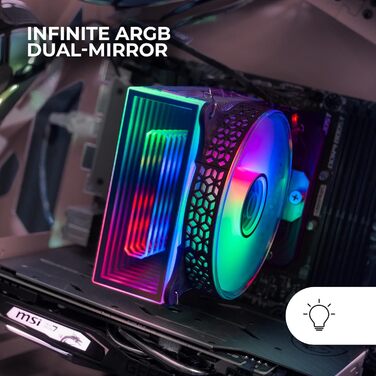 Система водяного охолодження CPU Mars Gaming MCPU-VR, 180W TDP, ARGB, 4 теплові трубки, тихий вентилятор 120 мм