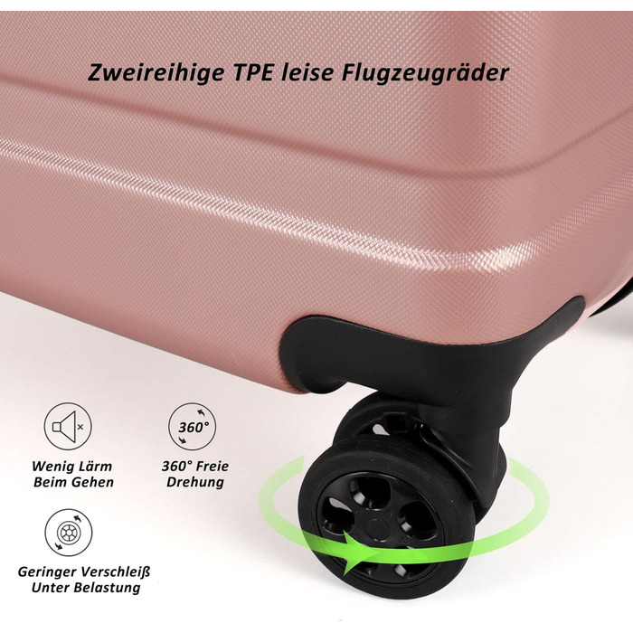 Набір валіз TANTOMI 3 шт., ABS, рожево-золотий колір, 20/24/28 дюймів, з колесами