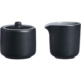 Ritzenhoff & Breker Jasper Milk & Sugar Set - Ceramic Creamer & Sugar Bowl with Matte Glaze & Soft-Touch Finish (Black)