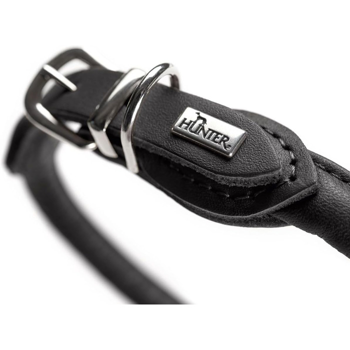 Нашийник для собак HUNTER ROUND & SOFT, чорний, м'яка шкіра, нейлон, безшовний, розмір 45