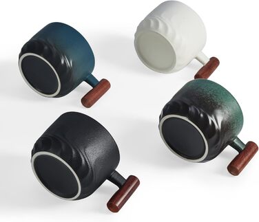 ERBO Набір з 4 чашок еспресо 70 мл, преміум-якість, кераміка, чорний колір. Чашки для еспресо, мокко, чаю та кави