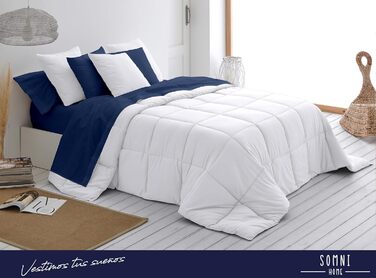 Двоколірна ковдра SOMNI HOME 180x260 см, стьобана, як пух, для односпального ліжка, 80/90 см, реверсивна, тепла, легка, 400 г/м², бежево-піщана