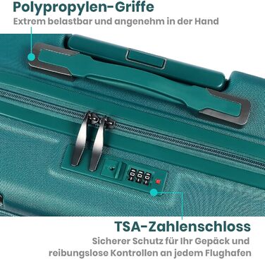 Набір валіз Tavoxda 3 шт. з TSA-замком, великі, для жінок та чоловіків, зелені
