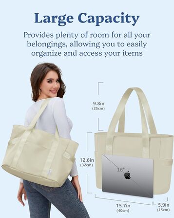 Laptop Bag for Men, Waterproof Shoulder Bag with 40.6 cm Computer Compartment for Work, School, Travel, Violet (M, Khaki)