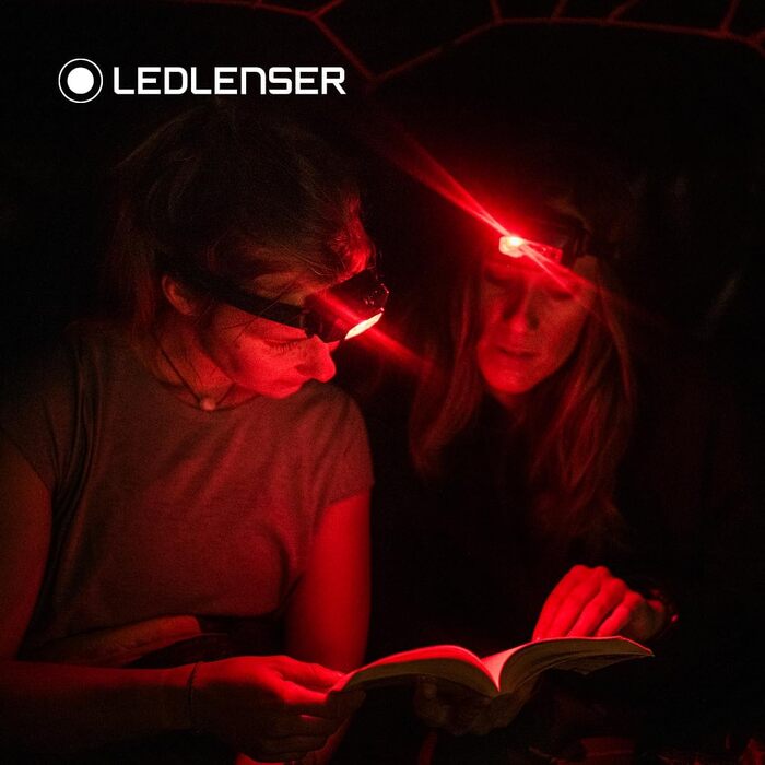 Налобний ліхтар Ledlenser HF4R Core 500 лм, IP68, акумуляторний, водонепроникний, з червоним світлом, для туризму, зелений