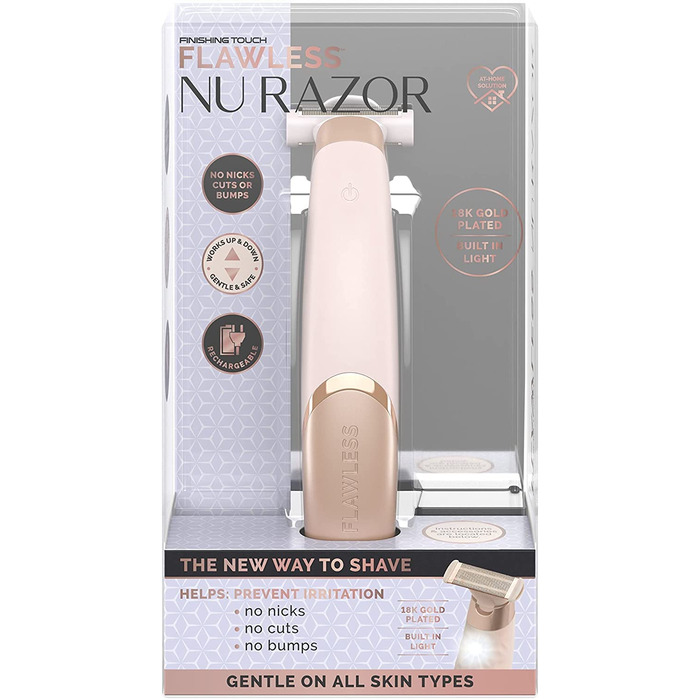 Електричний жіночий електробритва Flawless Nu з гіпоалергенними зрізаючими головками з 18-каратного золота – перезаряджається, пристрій для видалення волосся