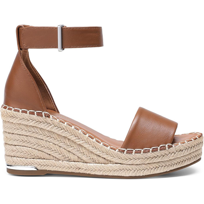 Босоніжки жіночі DREAM PAIRS на танкетці Espadrilles з ремінцем на щиколотку, коричневі (36.5 EU)