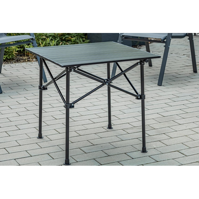 Ондіс24 Складаний столик для кемпінгу, саду та пікніків з алюмінію, 57,5 x 59 x 57 см, 50 кг, Антрацит