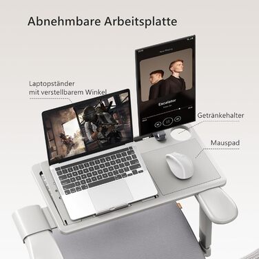 Офісне крісло Newtral MAGICH-PRO з підніжкою, ергономічне, з динамічною підголівником та поперековою підтримкою (сірий)