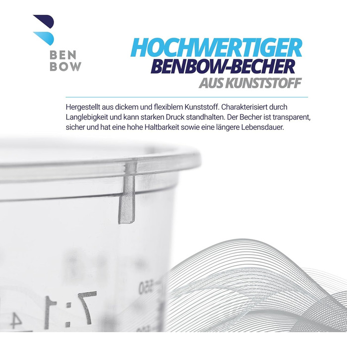 BenBow Professional Measuring Cup 100x 680ml without lid with versatile scaling - Cup with scale, mixing cup, paint mixing cup, measuring cup, paint cup, disposable mixing cup