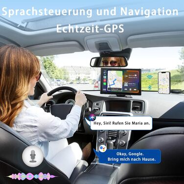 Plimpton 9-дюймовий автомобільний дисплей із бездротовим CarPlay та Android Auto, IPS сенсорний екран, цифровий медіаресивер, Mirror Link, навігація, Bluetooth, AUX
