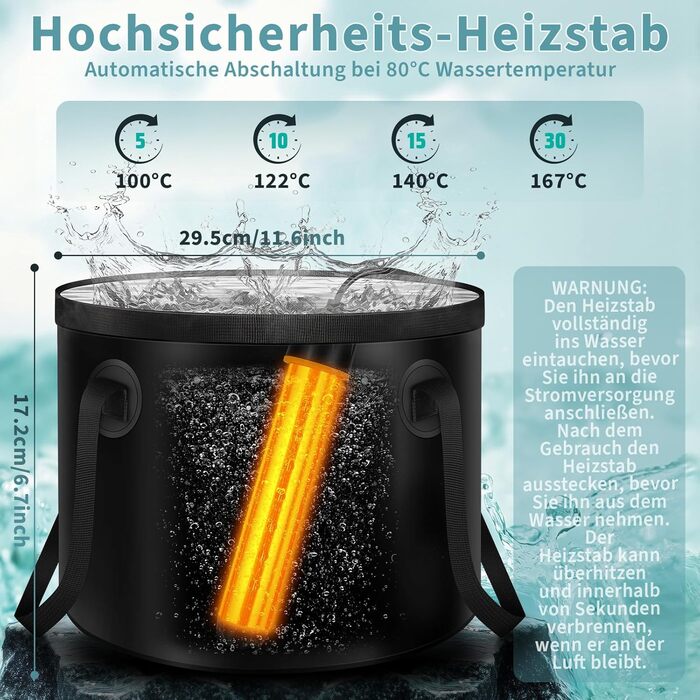 Портативний душ кемпінговий JONRRYIN з підігрівом 6000 mAh, фільтром та шлангом 2м - для саду, авто, пляжу, подорожей