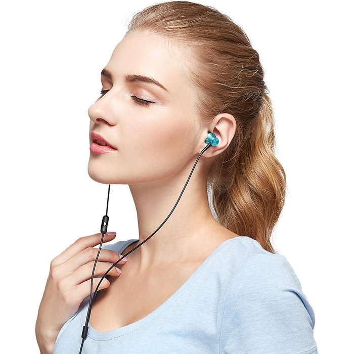 Навушники 1MORE Piston Fit E1009: Bluetooth, мікрофон, керування, iOS/Android, блакитні