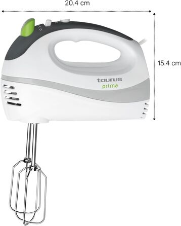 Електричний міксер Taurus 300W з 5 швидкостями та турбо-функцією | Білий | З набором насадок