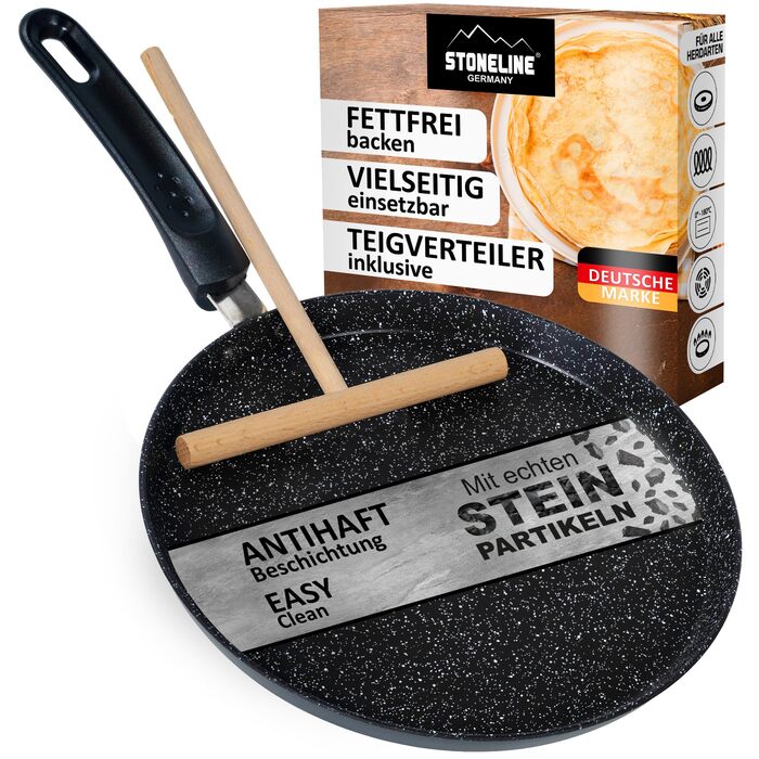 Сковорода STONELINE для млинців та яєчні 25 см з кам'яним покриттям, індукційна, антипригарна, сіра