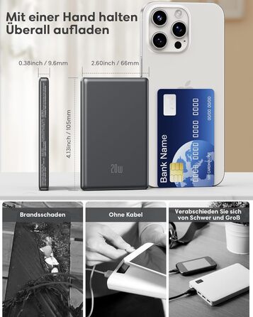 Powerbank Ntaanoo MagSafe 5000mAh з швидкою зарядкою 20W для iPhone 16/15/14/13/12, чорний