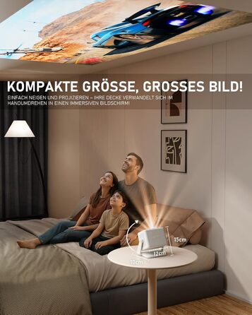 Міні проєктор Smart Beamer A-27000L з Wi-Fi 6, Bluetooth, підтримкою 4K та Netflix, Full HD 1080P, автофокусом та корекцією трапеції 6D для домашнього кінотеатру та використання на вулиці