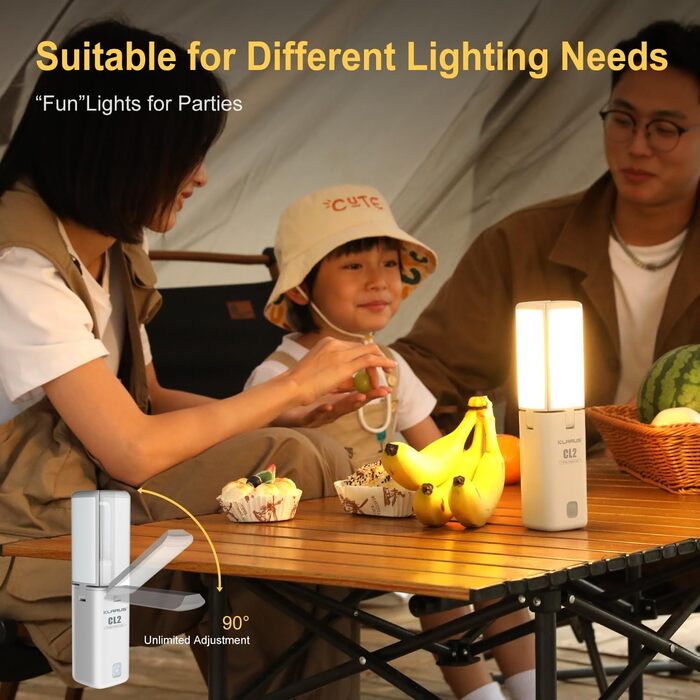 KLARUS CL2 Multifunctional Camping Lamp, 10000 mAh Rechargeable Deform Camping Light, 750 Lumens Camping Lantern with 8 Lighting Modes, IPX5 for Tents, Fishing, Emergency Hiking