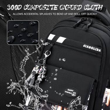 Шкільний рюкзак Tanou для хлопців-підлітків, принт графіті, водонепроникний, для школи, гімназії, старшої школи (Чорний/Оранжевий)