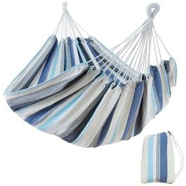 Гамак yourGEAR Cebu XXL 220x160 см (Зелений/Аква) до 300 кг, бавовна, для двох осіб + сумка для зберігання