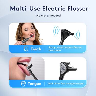Електрична зубна нитка | 3 режими + 50 насадок, Power Flosser, очищувач язика, альтернатива водяному флосеру