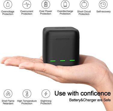 Зарядний пристрій для GoPro Hero 13 Black — 3-канальний зарядний пристрій з швидкою зарядкою, USB-C кабель. Сумісний з GoPro Hero 13 Black, оригінальним акумулятором (без акумулятора). Підходить для Hero 12/11/10/9