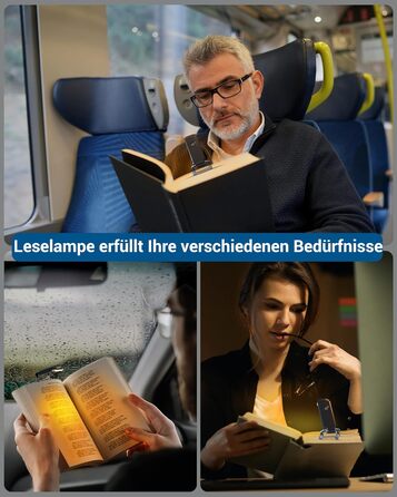 LED лампа для читання DEWENWILS з кріпленням, перезарядна, з блокуванням синього світла, 4 рівні яскравості, чорна. Ідеально для читання в ліжку, подарунок для дітей та книголюбів.
