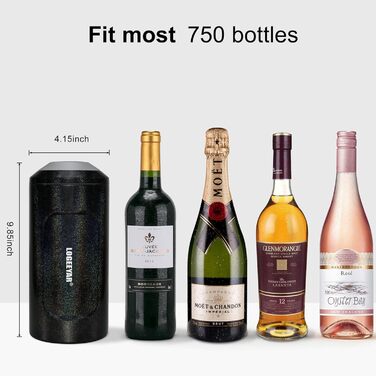 Охолоджувач для вина з кришкою, 750 мл, з нержавіючої сталі, для вина, шампанського, секту, для відпочинку на природі, подарунок для поціновувачів вина, білий (чорний райдужний)