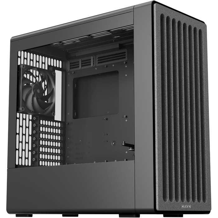 Корпус ПК HAVN BF 360 Flow: Midi-Tower з 3 вентиляторами, посилене охолодження, скло Tempered Glass, чорний
