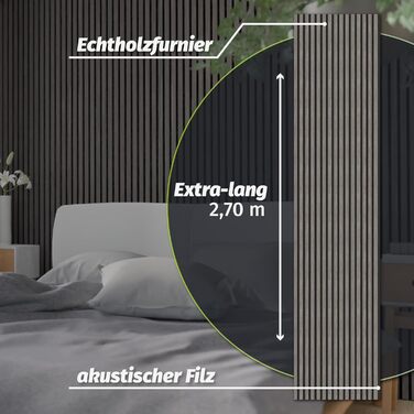 Акустичні стінові панелі HORI з ефектом дерева для шумоізоляції та декору стін, 3D Silver Oak (270x60,5x2,1 см)