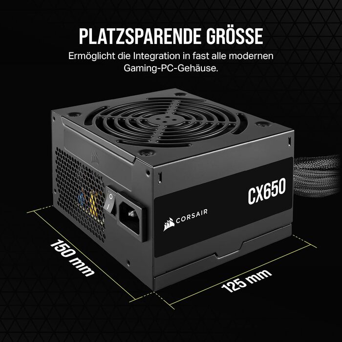 Блок живлення Corsair CX550 ATX 550W 80 Plus Bronze, низький рівень шуму, чорний