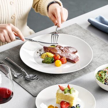 MALACASA Набір посуду 12 предметів для 4 осіб з кісткового фарфору, серія JERA Weiß, кремово-білий, міцний, для миття в посудомийній машині та для мікрохвильовки