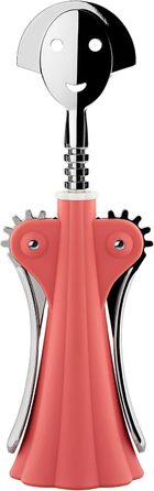 Alessi AM01 P Bottle Opener made of thermoplastic resin, pink and chrome-plated Zamak