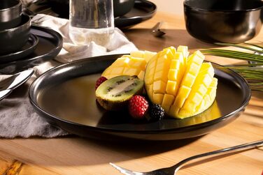 Набір посуду Konsimo VICTO на 6 осіб: 18-частинний сервіз з чорного каменю. Сучасний табельний сервіз для сім'ї.