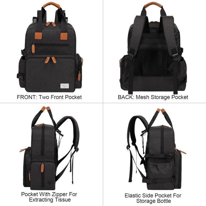 Modoker Airline Approved Pet Carrier Backpack with Organizer Pockets - Travel Tote Bag for Dogs & Cats - Includes Food Containers & Mat - Black