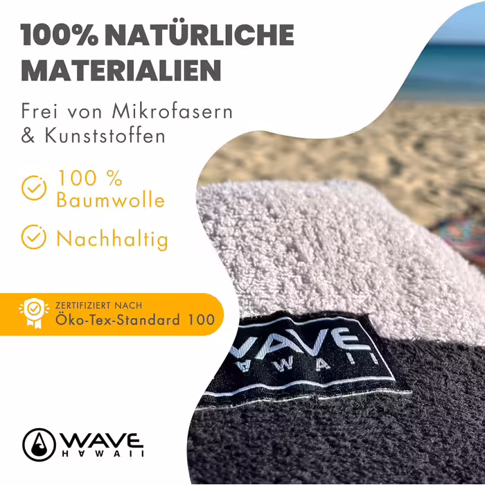 WAVE HAWAII Bathrobe Poncho Women & Men | Size M 160-190cm | 95% Cotton Surf Poncho for Adults | Terrycloth Poncho Towel High Water Absorption | Changing Aid Beach Adults