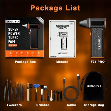 Пилосос для чищення повітрям JNBGTU F31 PRO: для ПК, клавіатури, авто, дивану. 130000 об/хв