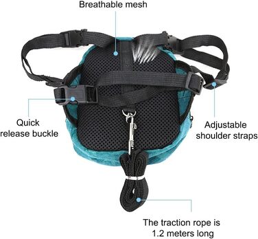 Рюкзак для собак маленьких порід Dongker з повідком 1,2 м, з дозатором для відходів, для прогулянок