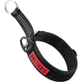 Нашийник для собак OneTigris Zug-Stopp, м'який, широка стрічка з відбиваючими елементами, чорний, XL, для середніх та великих собак