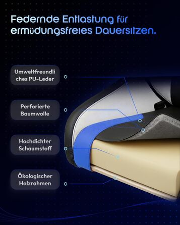 Ігровий крісло Dowinx з 4D підлокітниками, функцією гойдання 15° та регулюванням спинки до 165°, масажний, ергономічний, дизайн у стилі гоночного авто, для геймерів, Esport, максимальне навантаження 135 кг (блакитний)