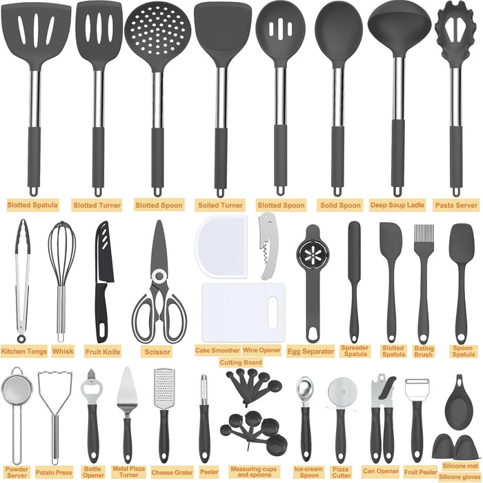 Набір кухонних аксесуарів Umite Chef, 43 шт., силікон, для антипригарного посуду