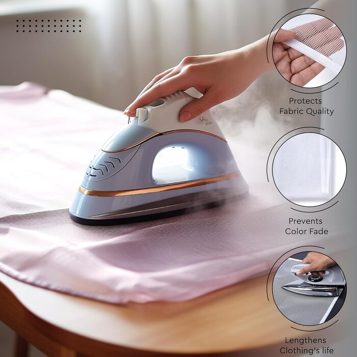 Набір для прасування Encasa XO з квітковим принтом Wildblumen, середній розмір 44'x13', товста фетрова підкладка 4 мм, еластична стрічка з фіксатором, силіконовий підставка для праски, сітчаста тканина, стійка до високих температур, придатна для прання