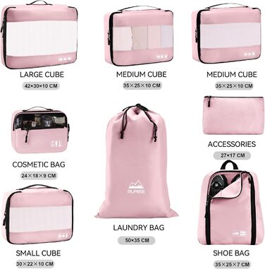 Органайзер для валізи MURISE, 8 шт. - Packing Cubes для подорожей, набір для організації речей у валізі (рожевий)