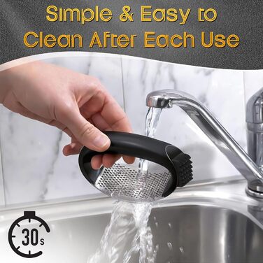 Прес для часнику Wippe з нержавіючої сталі, багатофункціональний, з очищувачем та щіткою для чищення. Підходить для часнику, імбиру та іншого. Можна мити в посудомийній машині.